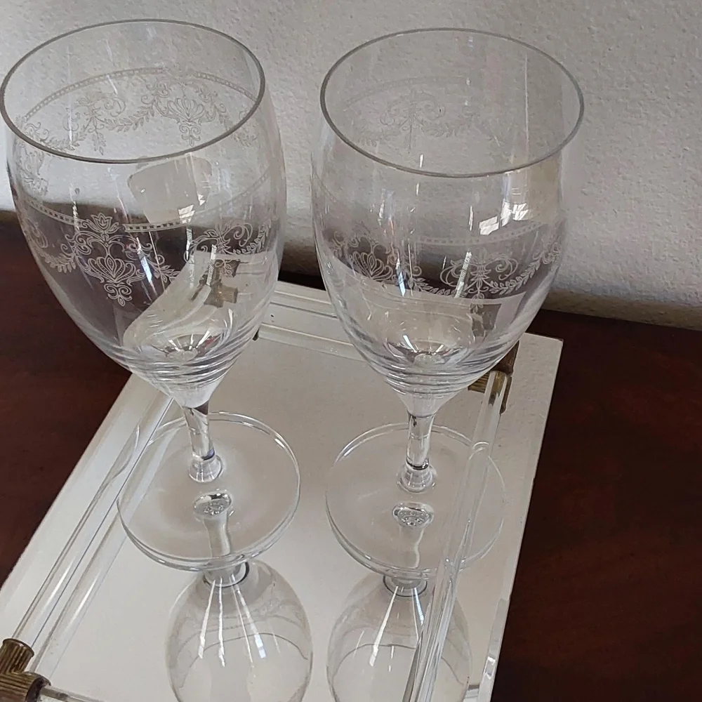 PRINCESS HOUSE HERITAGE CRISTAL  FRANCE  ETCHED GLASSES‎ SETS OF 6